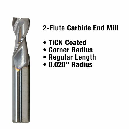Sowa High Performance Cutting Tools 1DiaX1 Shank 0030 Radius 2Flute Long Length Corner Radius TiCN Green Series Carbide End Mill 153432